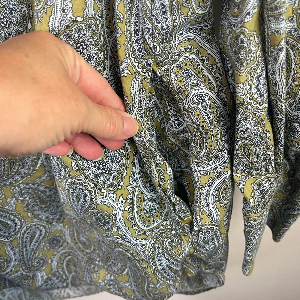 Lands'‎ End Paisley Blouse - Gray and Yellow - Picture 7 of 12